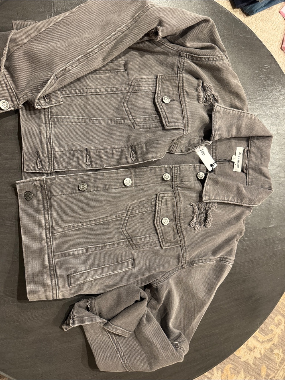 Day Moon Washed Gray Distressed Denim Jacket